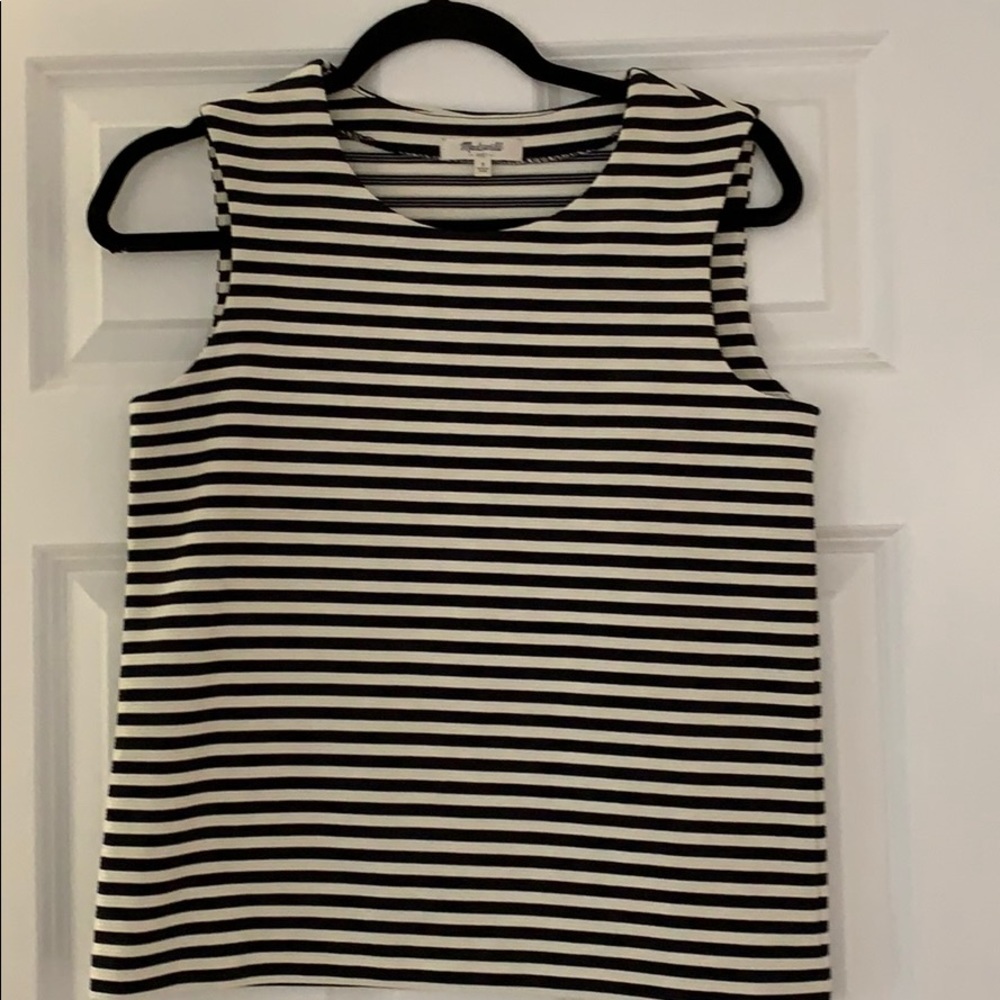 Madewell Black and White Striped Sleeveless Top